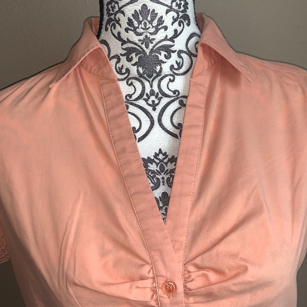 NY&Co Light Orange Short Sleeve Button Down Shirt *2 for $5* - Picture 5 of 8
